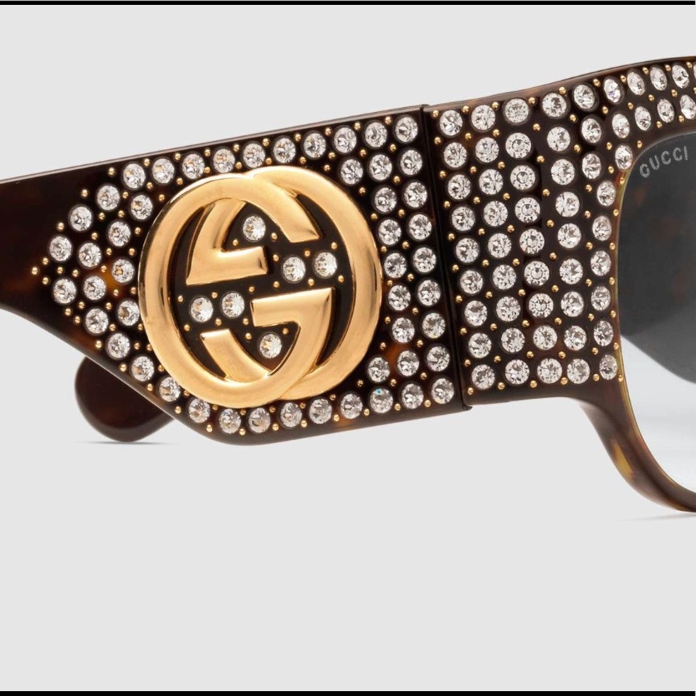 Gucci Havana Designer sunglasses with crystals